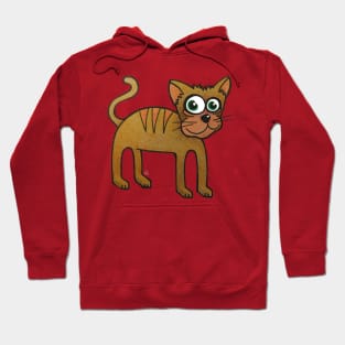 Cartoon Kitty - A Funny Cat with Big Green Eyes Hoodie